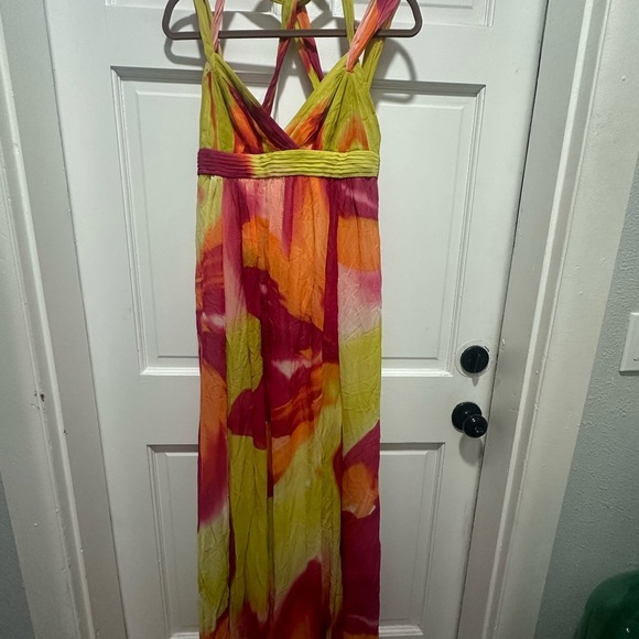 BCBG Women’s Y2K Silk Floral Chiffon Ibiza Maxi Dress Size 6 Maximalist - Picture 2 of 5